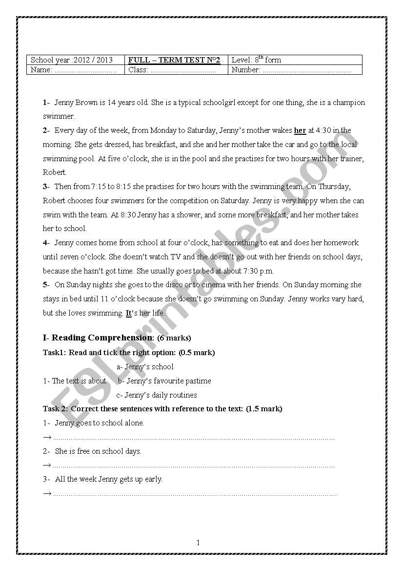 TEST worksheet