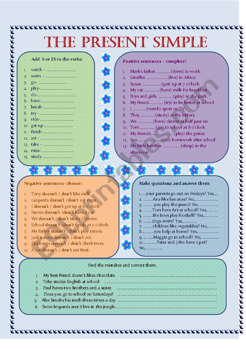 The Present Simple Tense for beginners