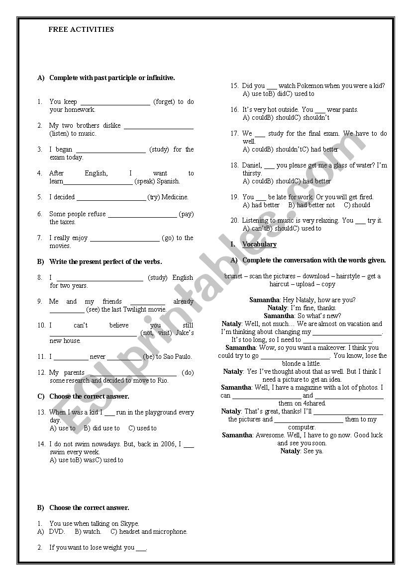 Genera review worksheet