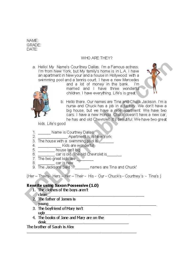 Possessives worksheet