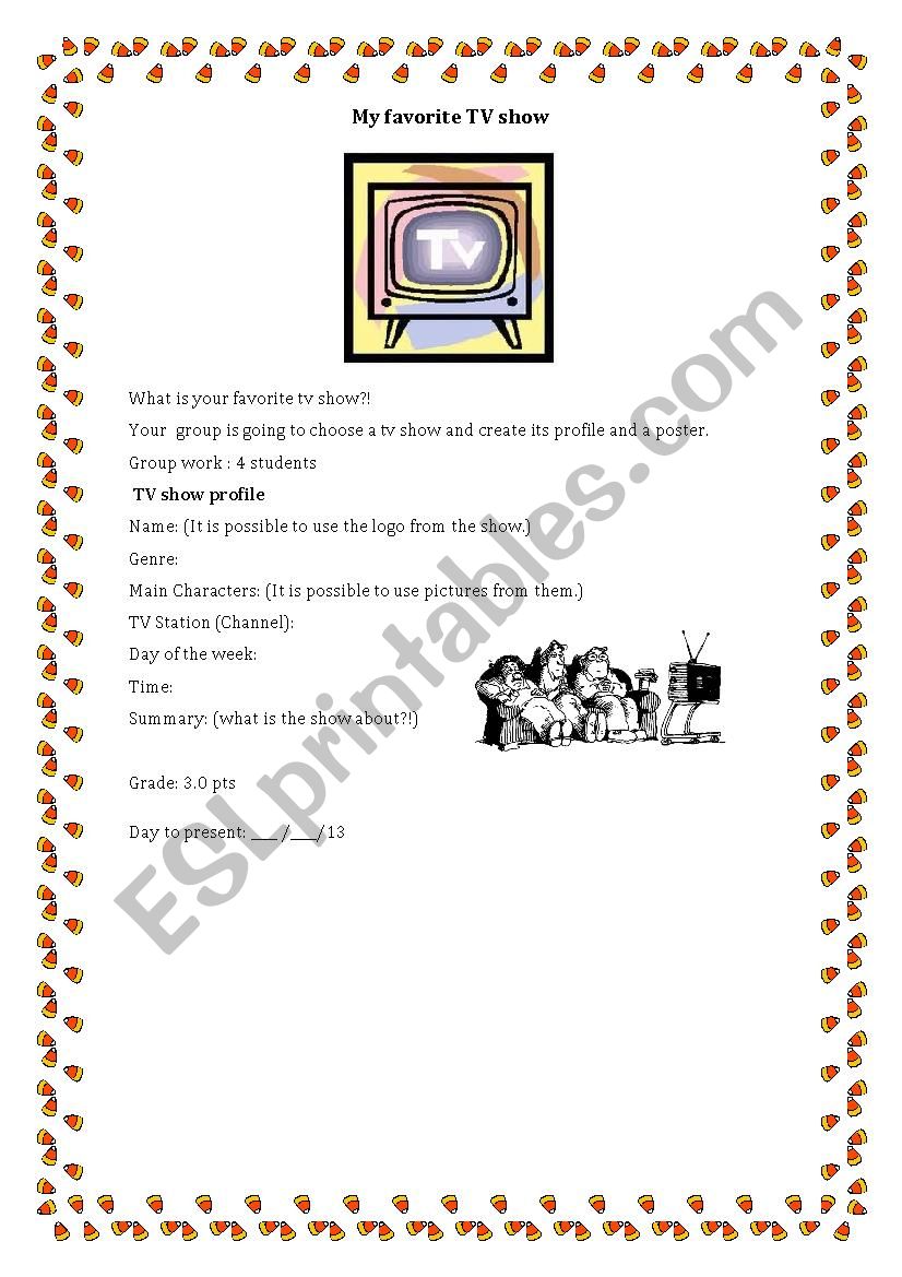 TV shows worksheet