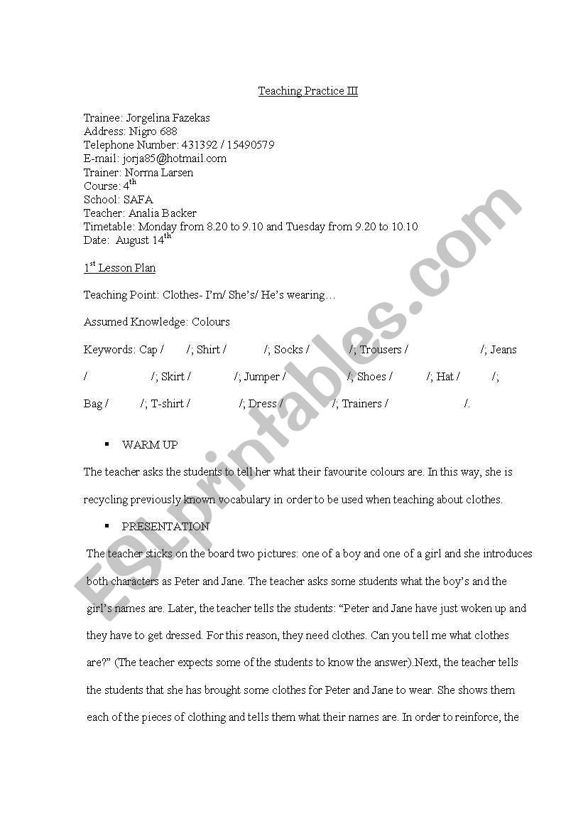 English worksheets: i?m wearing