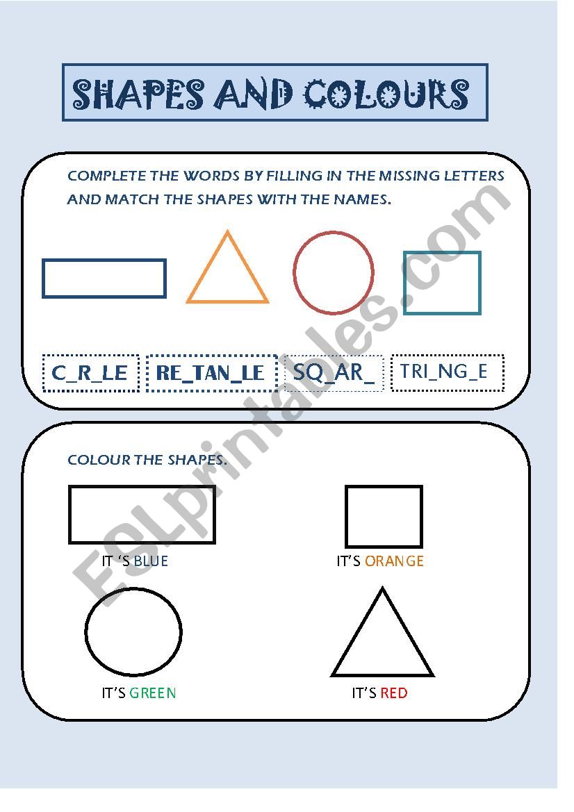 SHAPES AND COLOURS FOR YOUNG LEARNERS