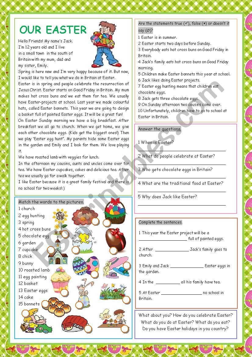 Our Easter worksheet