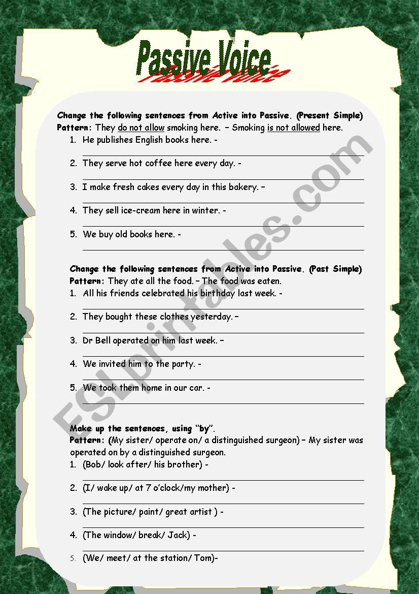 Passive Voice worksheet