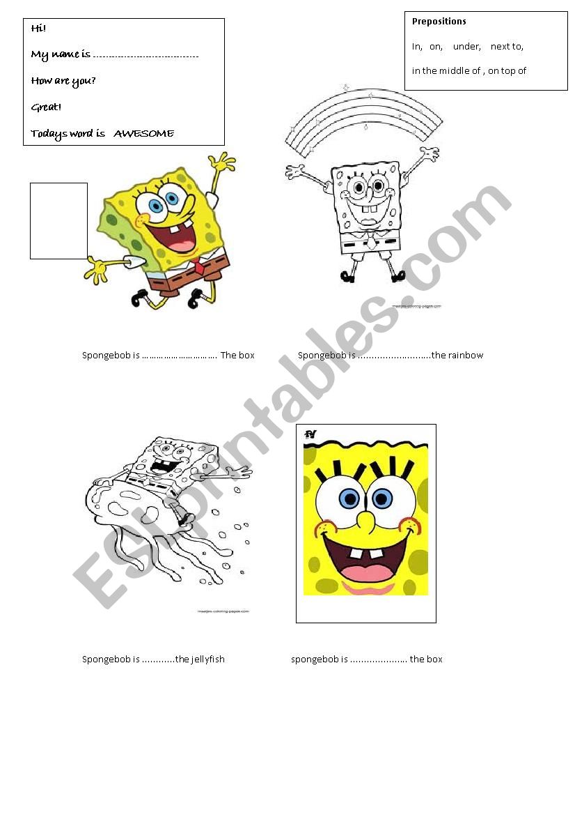 spongebob prepositions of place