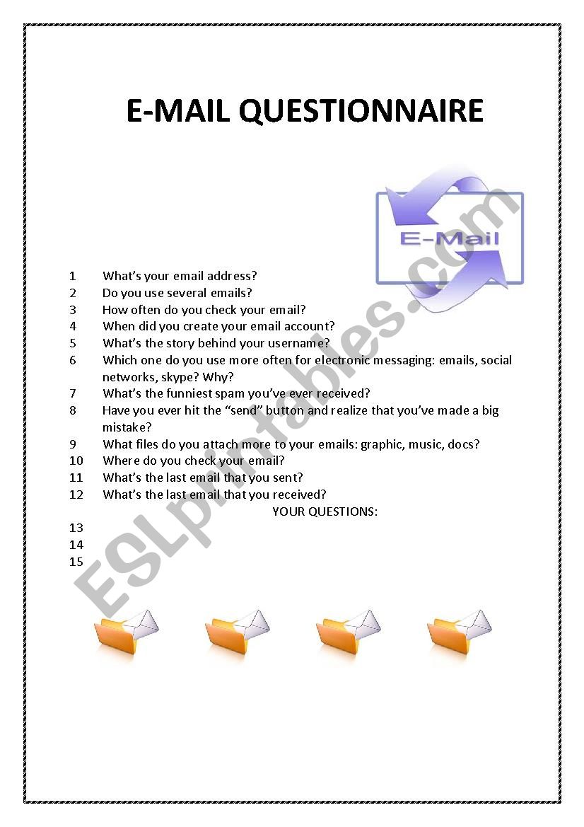 Email Questionnaire worksheet