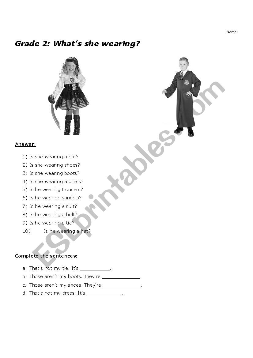 Clothes worksheet