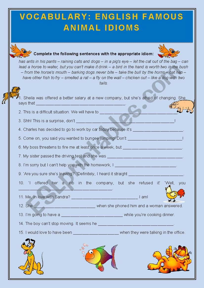 ANIMAL IDIOMS worksheet