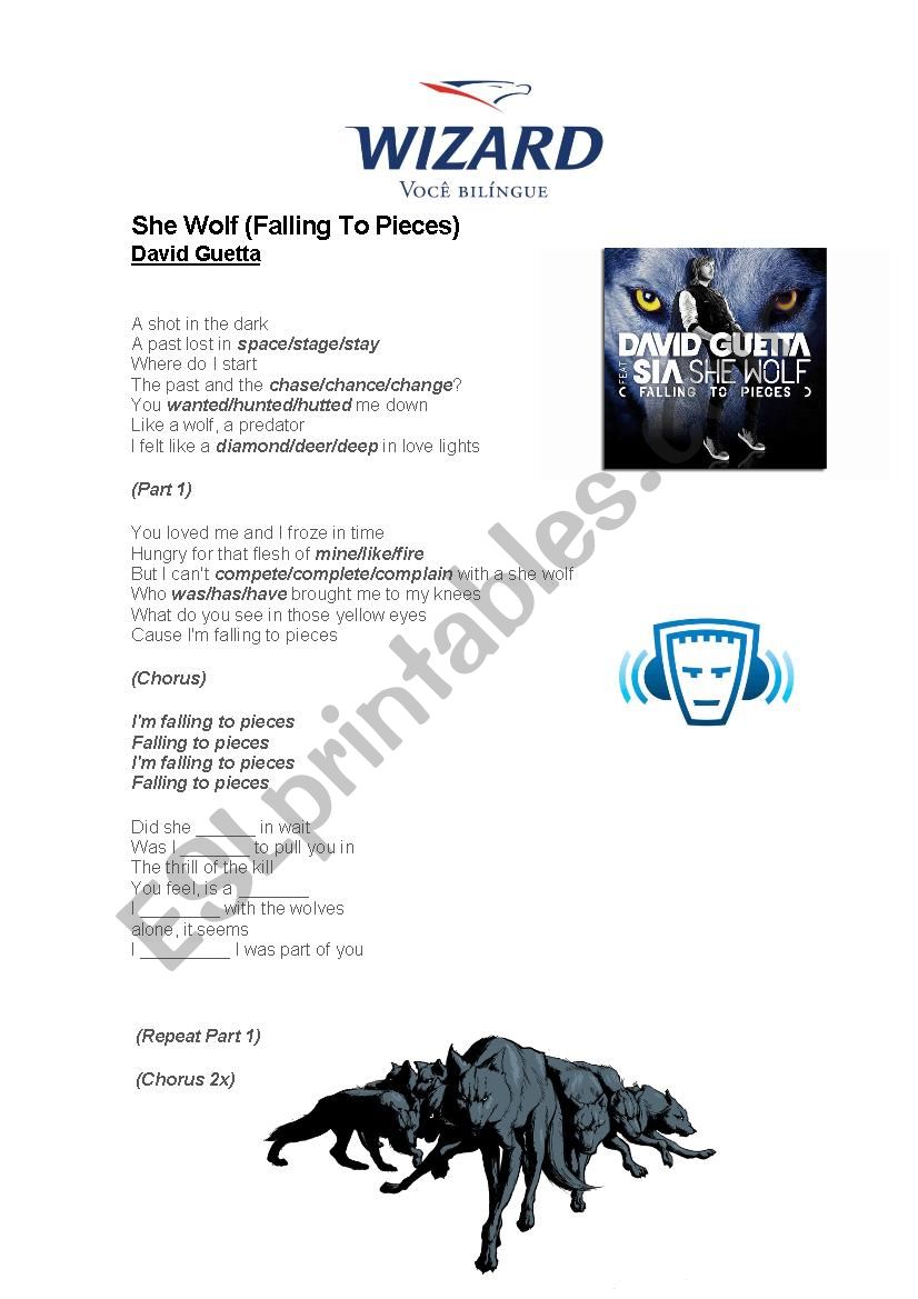 She Wolf - David Guetta worksheet