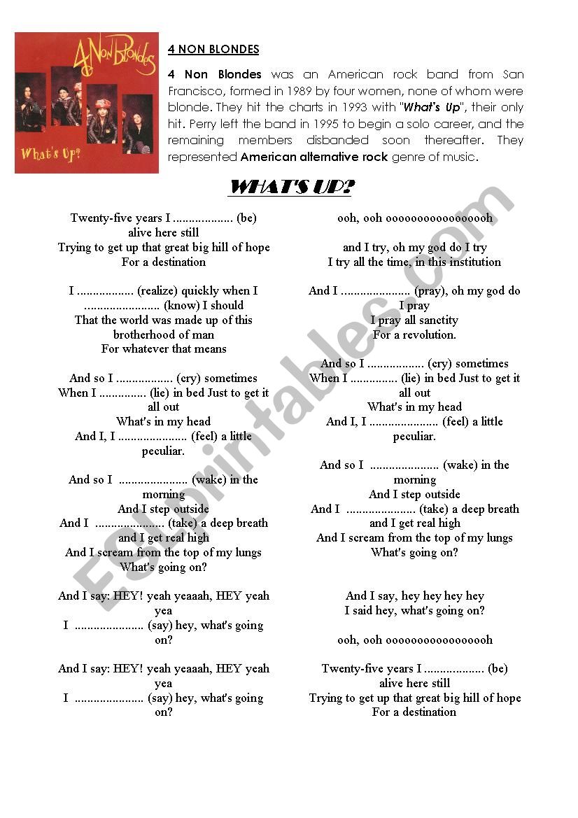 Whats Up 4 NON BLONDES worksheet
