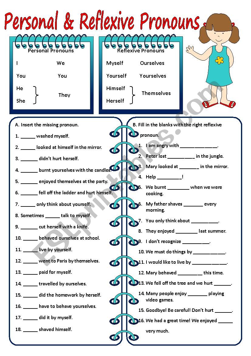 PERSONAL & REFLEXIVE PRONOUNS worksheet