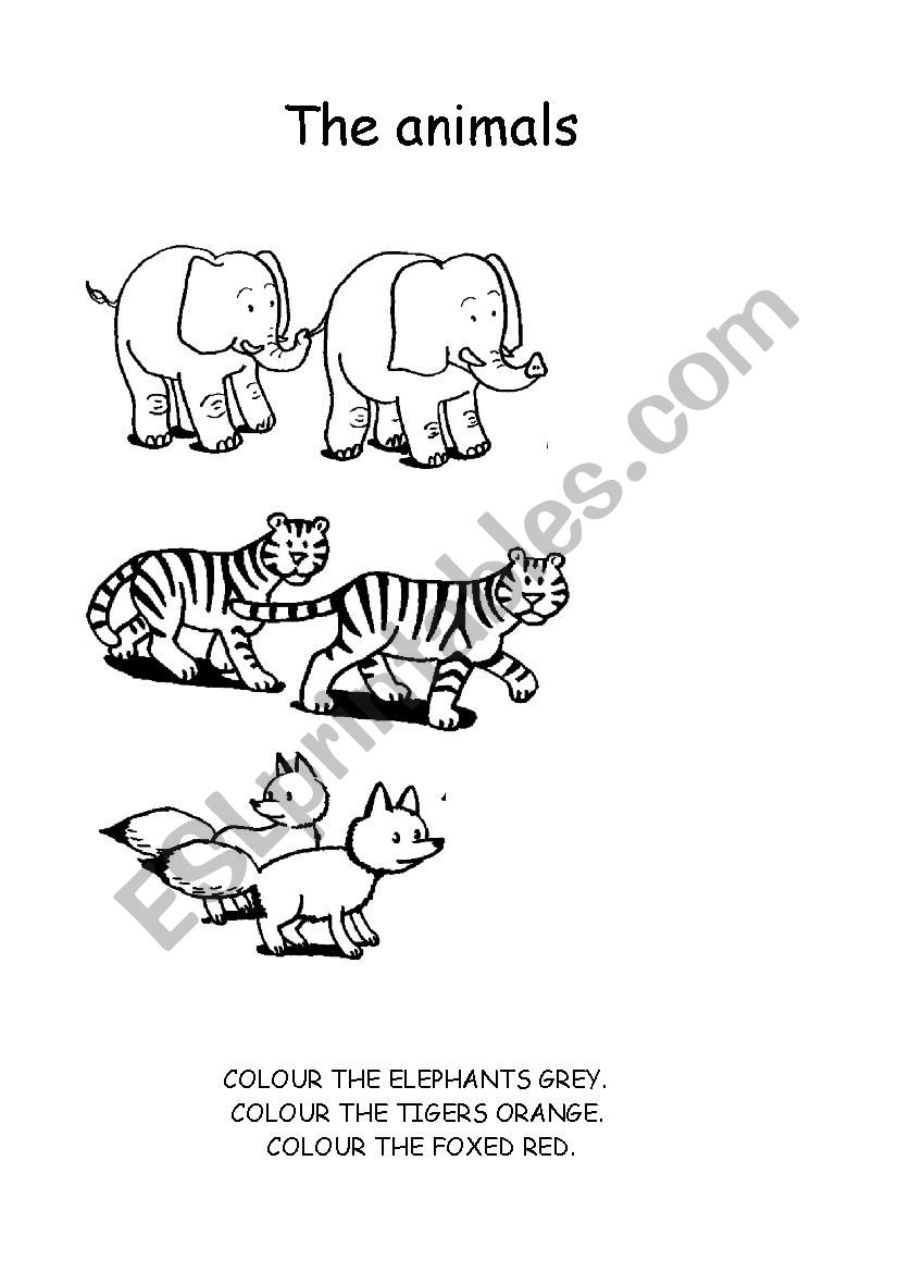 The animals worksheet