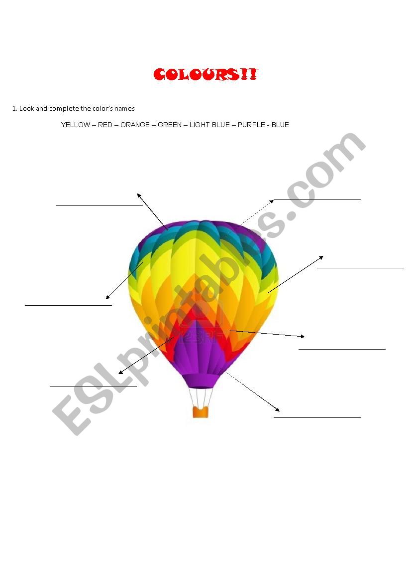 Colour excercises worksheet