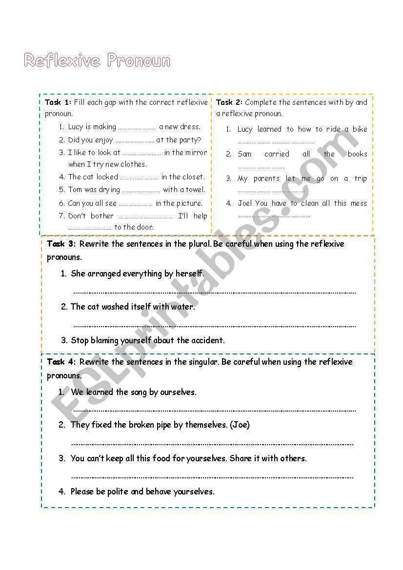 Reflexive Pronoun worksheet