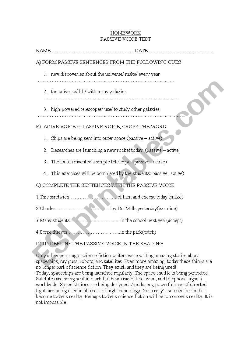 passive voice worksheet