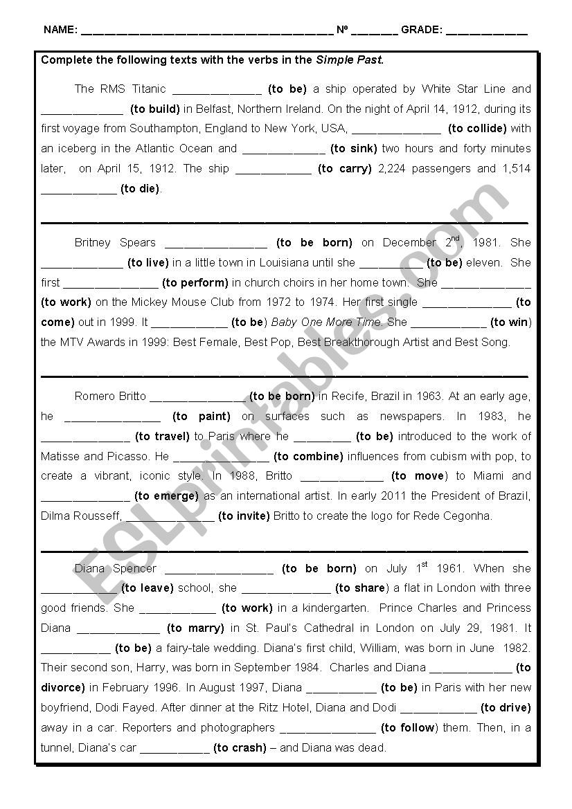 Biography - Simple Past worksheet