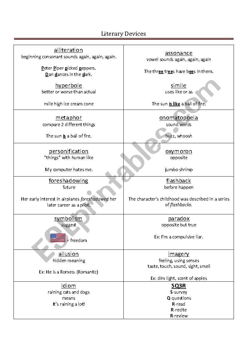 Literary Devices worksheet