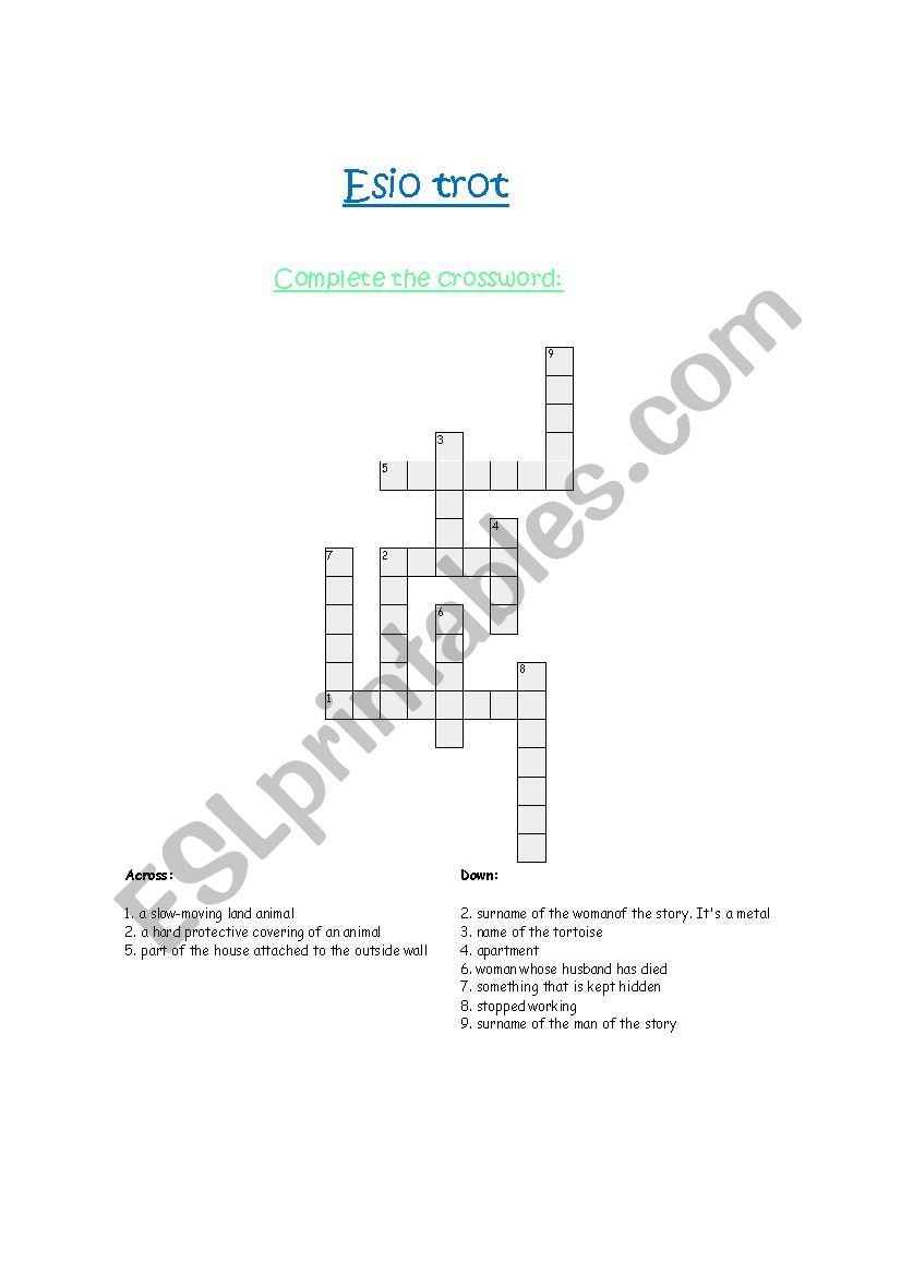 esio trot crossword worksheet