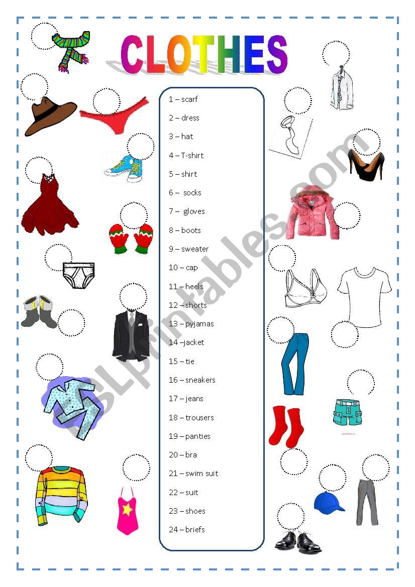 Clothes Vocabulary Worksheet worksheet