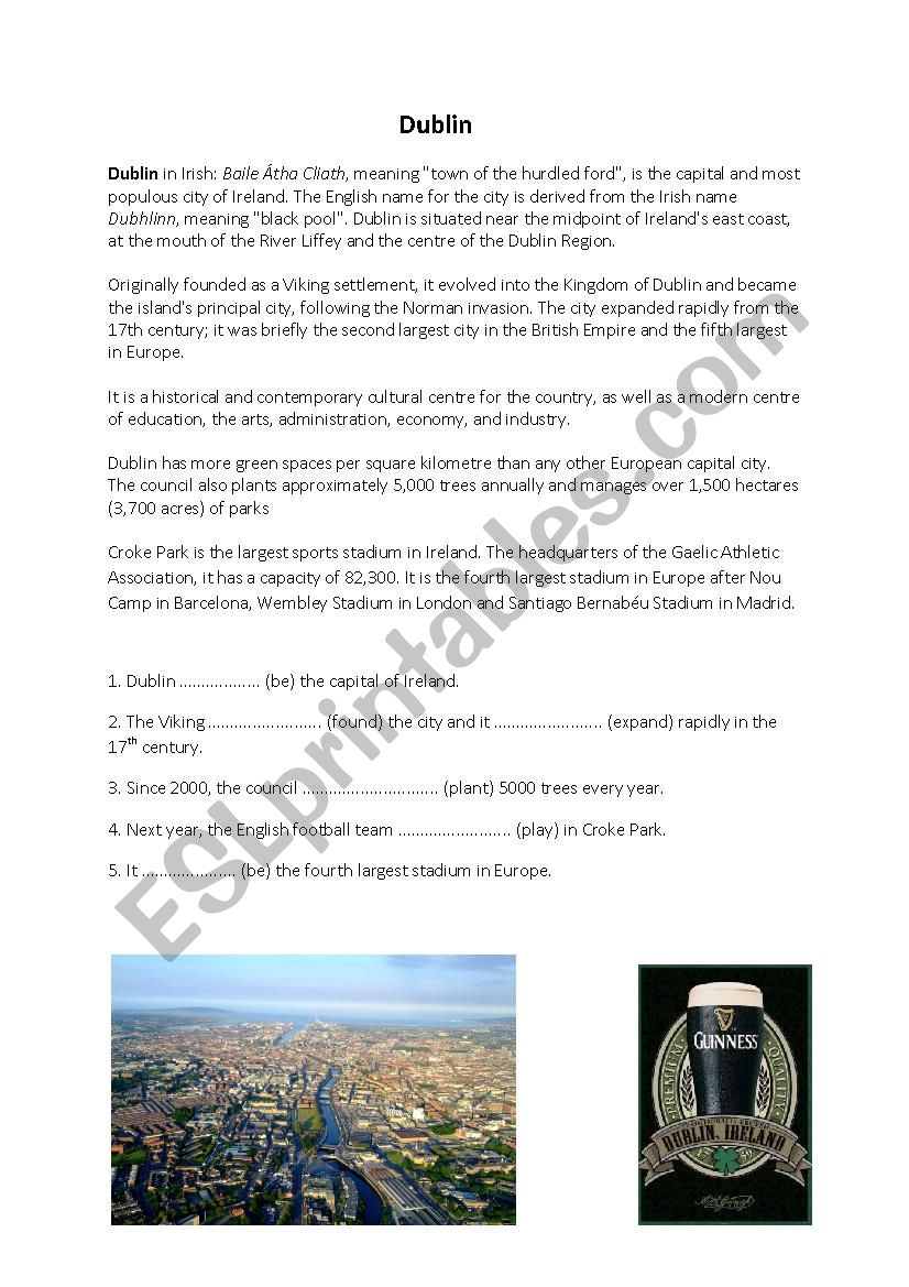Dublin  worksheet