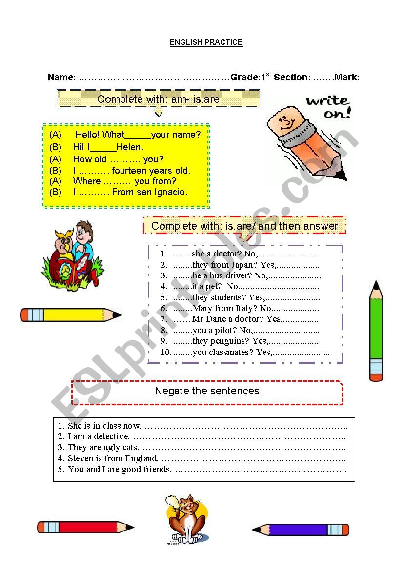 reviewing the verb to be worksheet