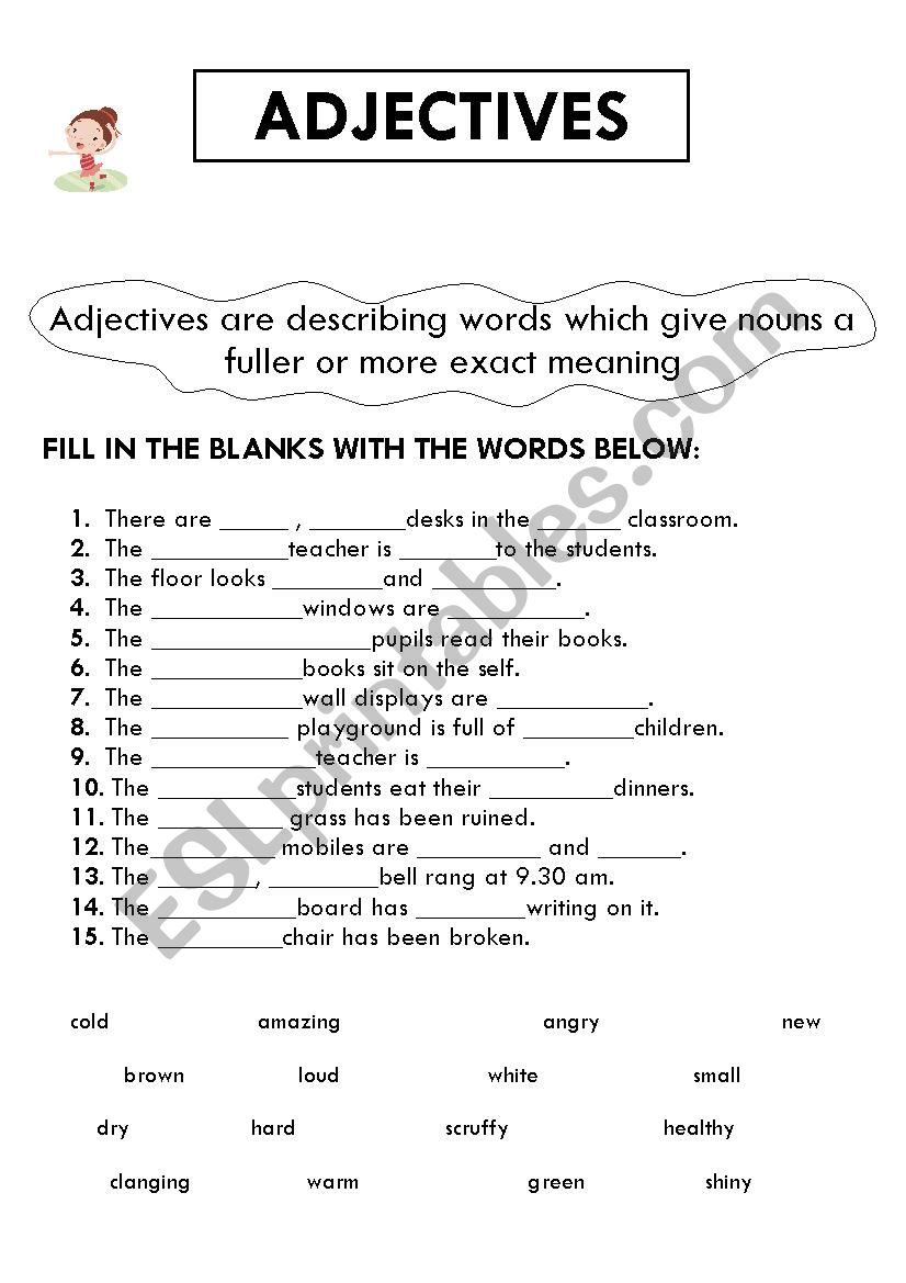 adkectives worksheet