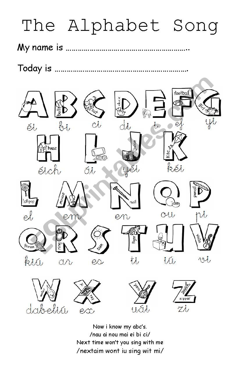 THE ALPHABET SONG worksheet