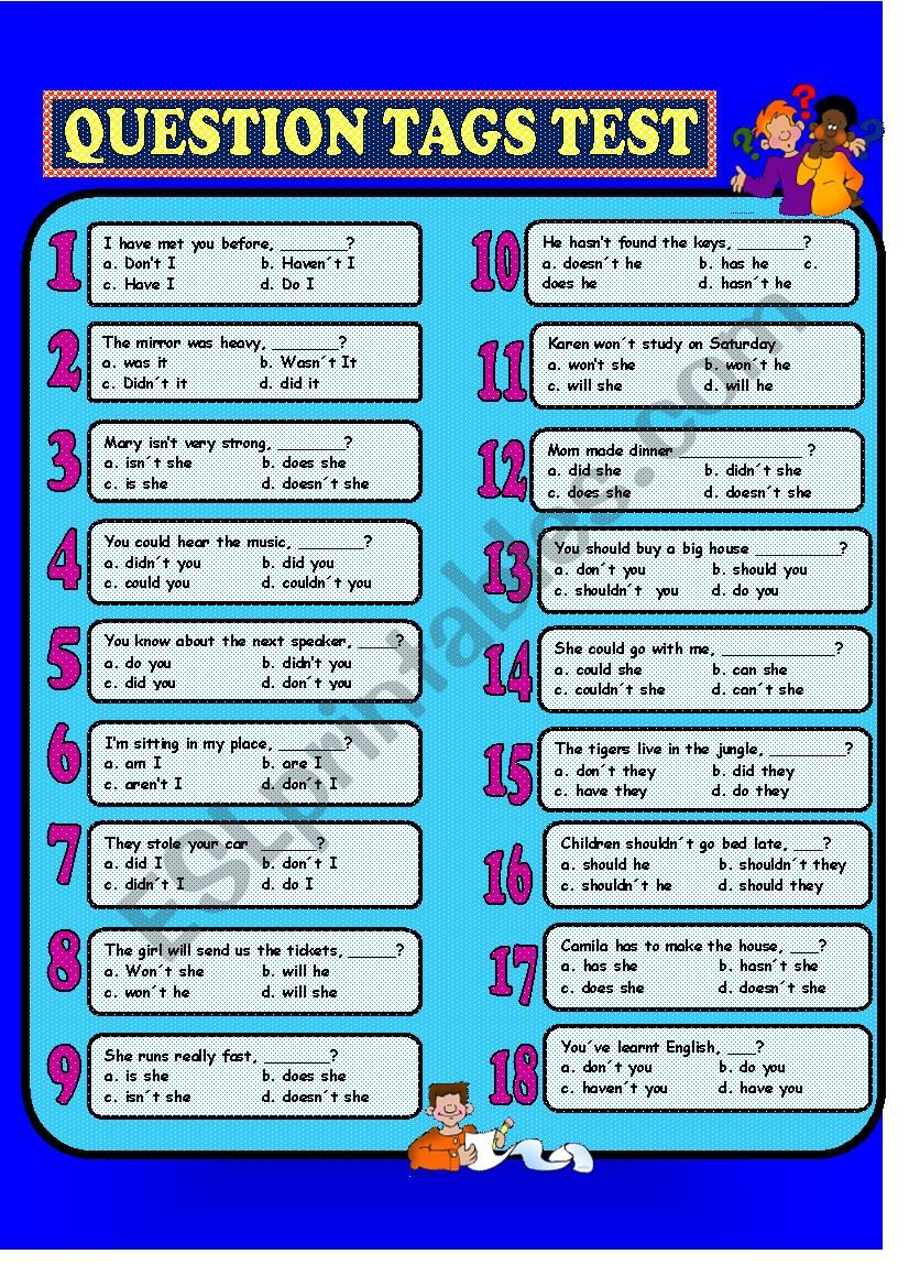 Question Tags Test worksheet