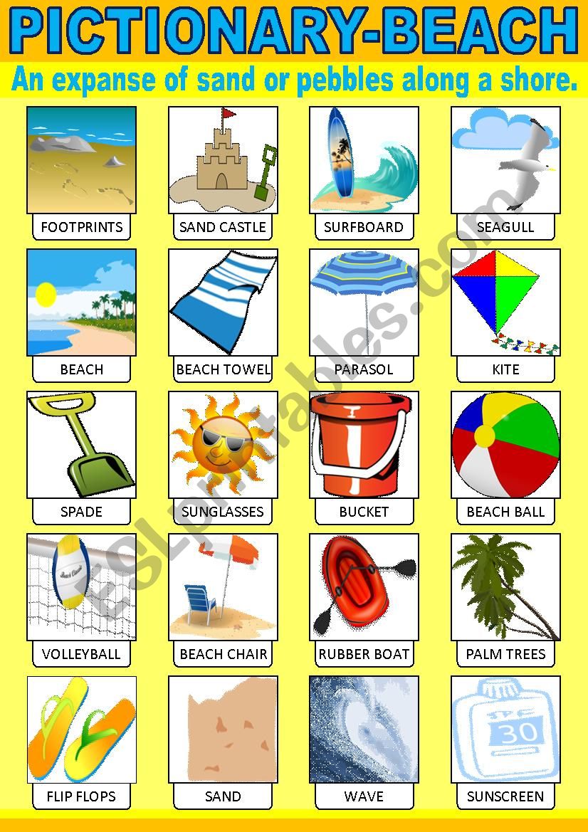 Beach Pictionary worksheet