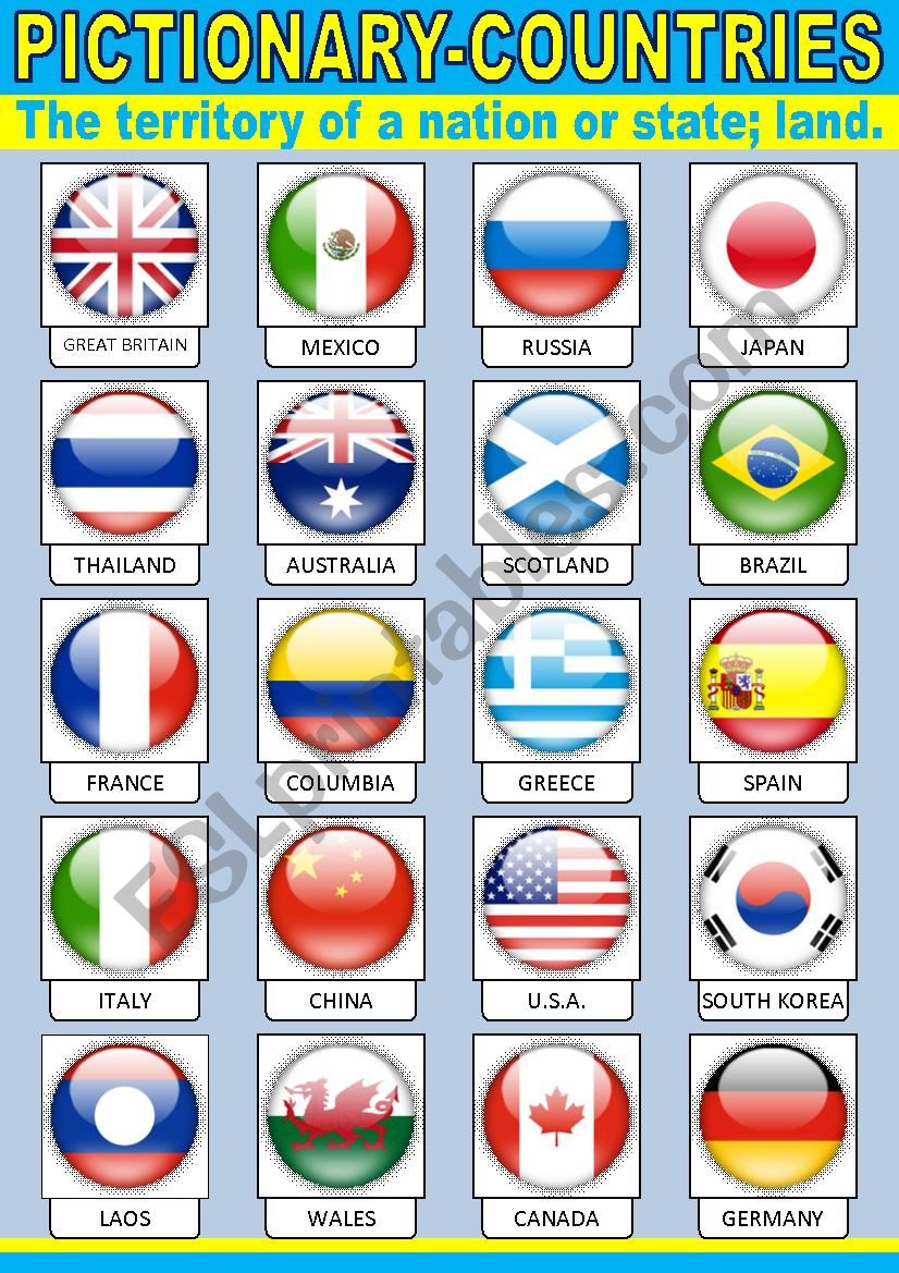 Countries Pictionary worksheet