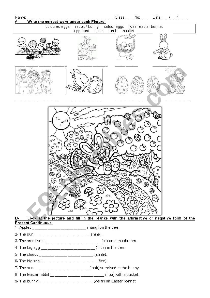 Easter Present Continuous worksheet