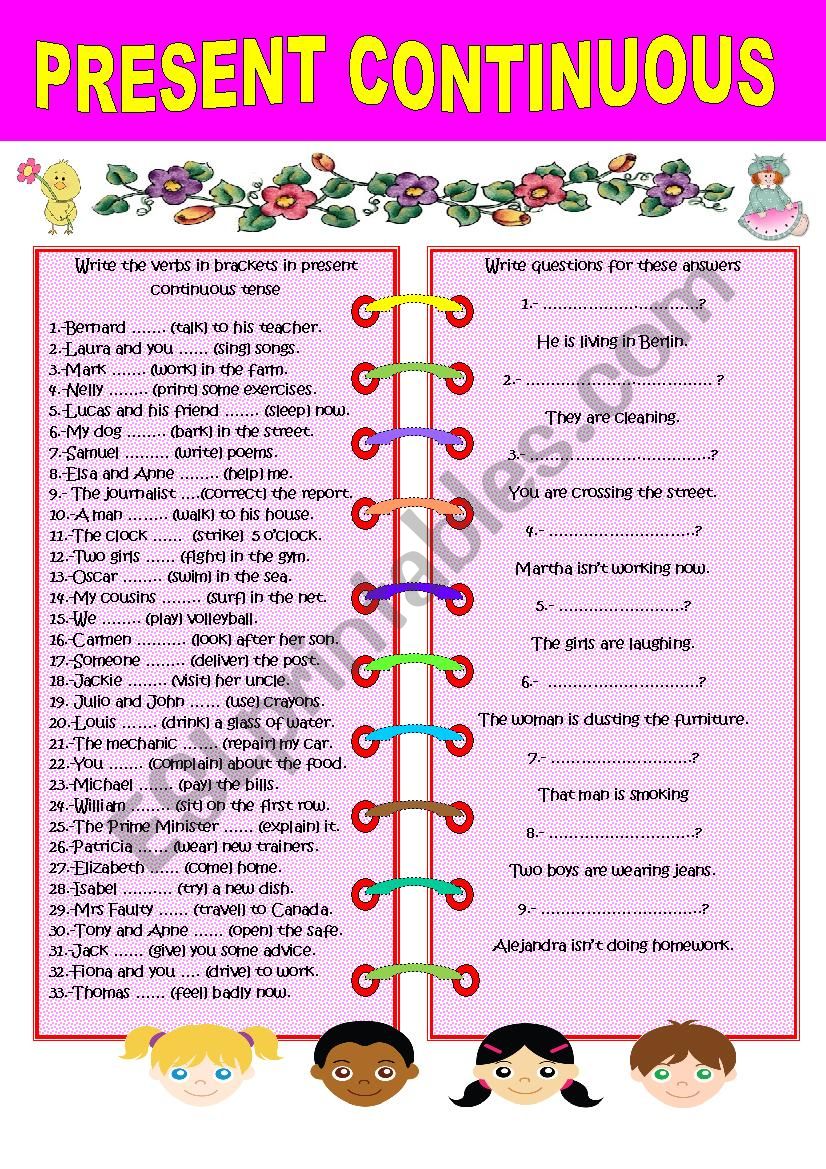 PRESENT CONTINUOUS worksheet