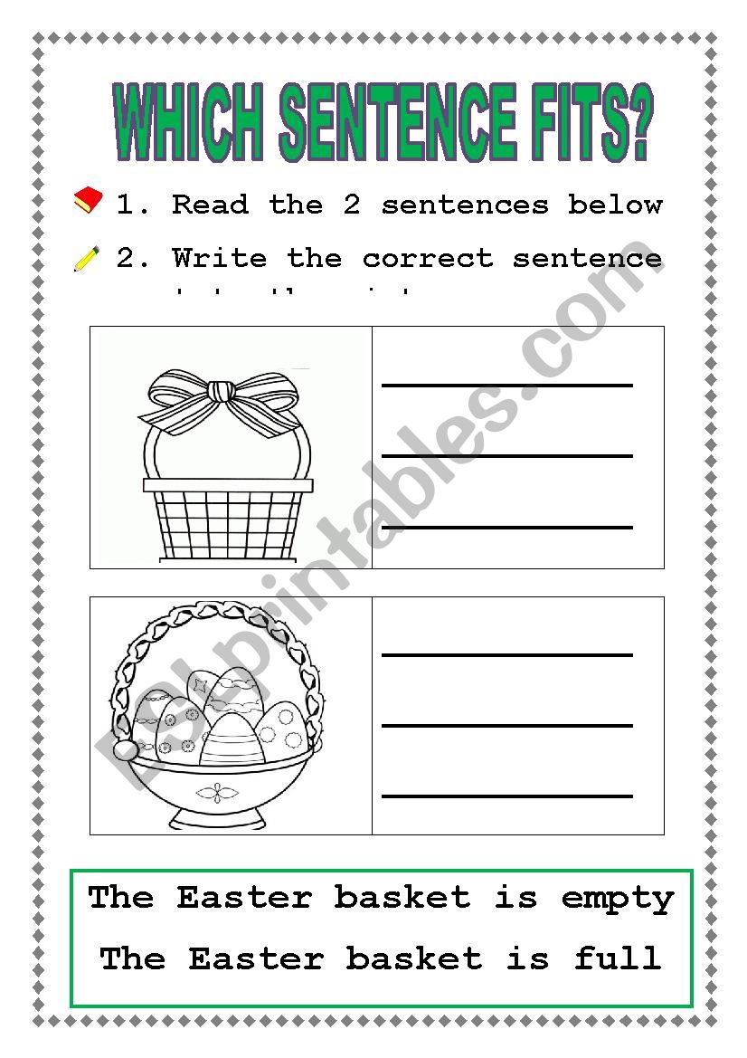WHICH SENTENCE FITS? worksheet
