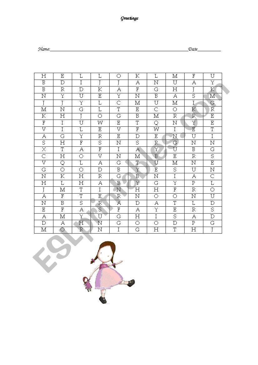 word search worksheet