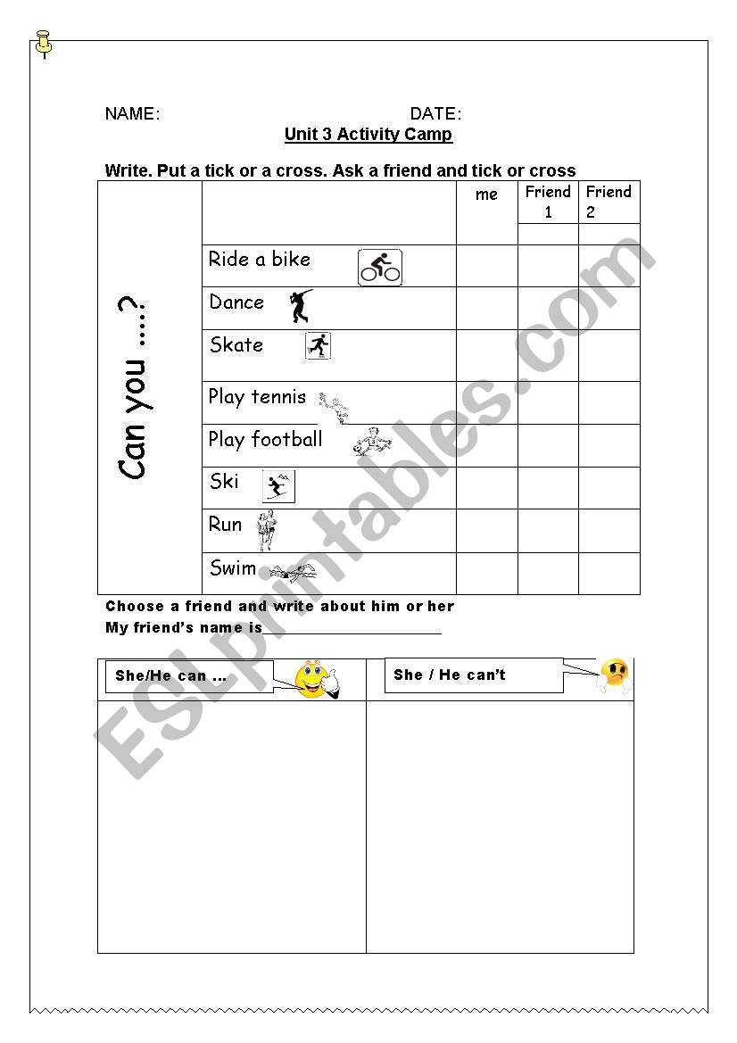 Can you...? worksheet