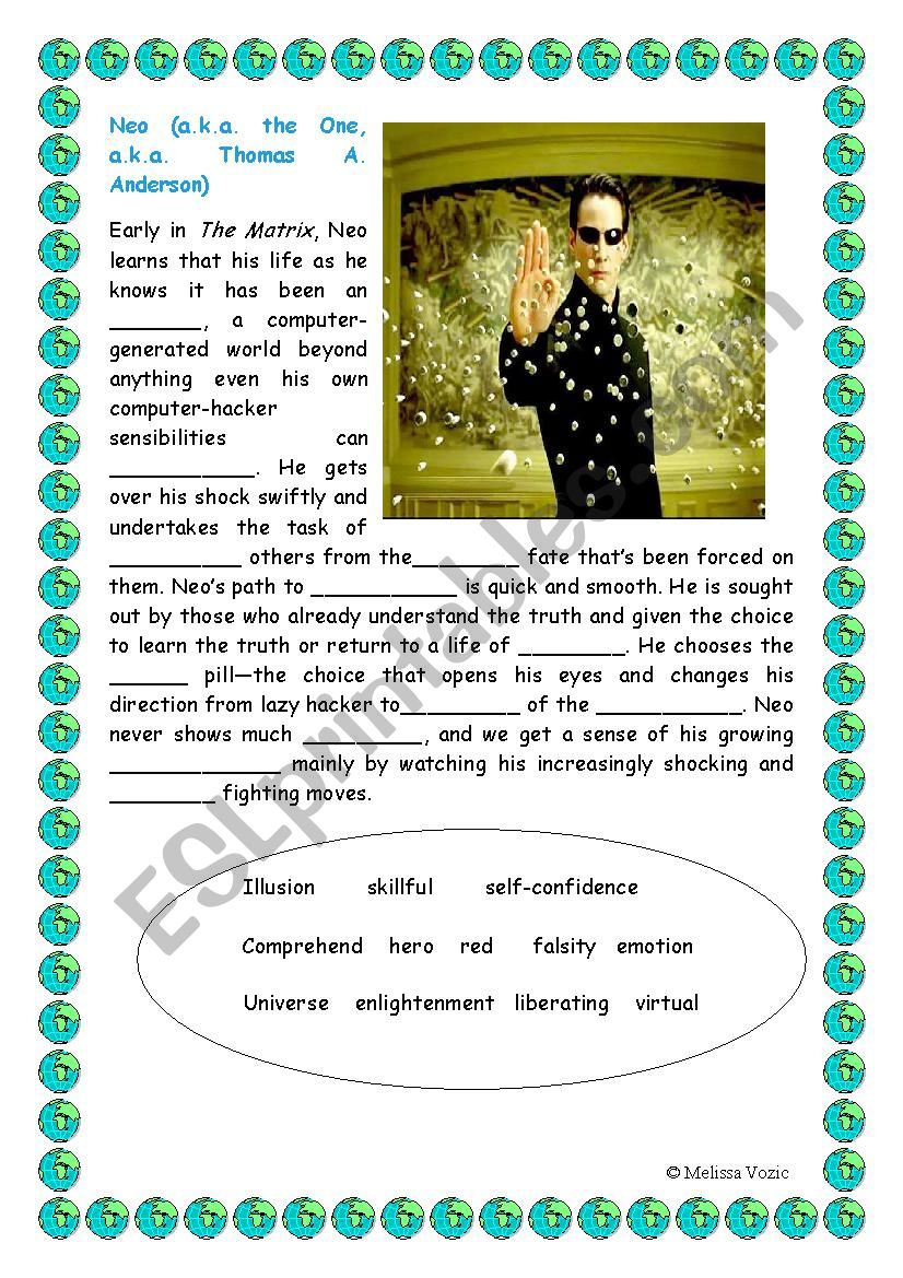 The Matrix- Character Neo Open and Cloze Passage