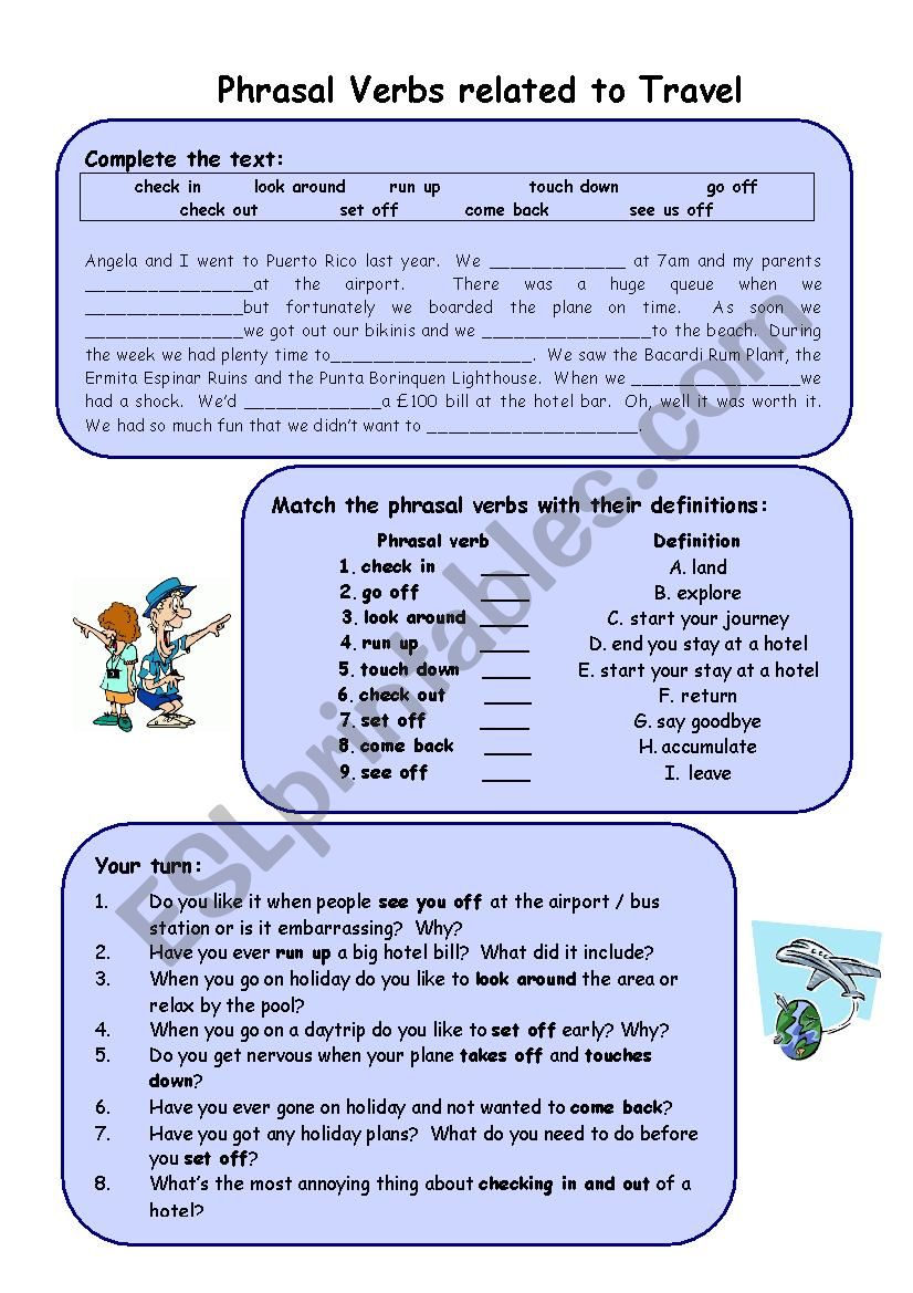 travel worksheet