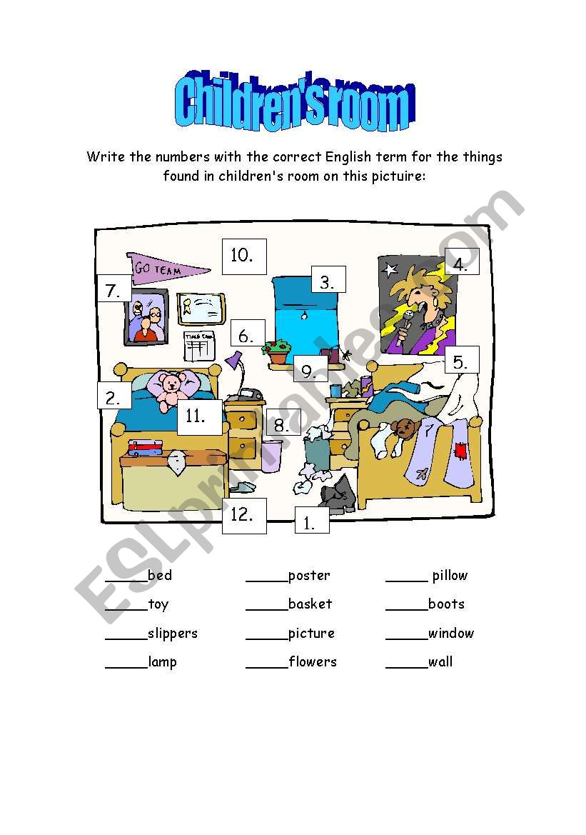 CHILDRENÂ´S ROOM worksheet