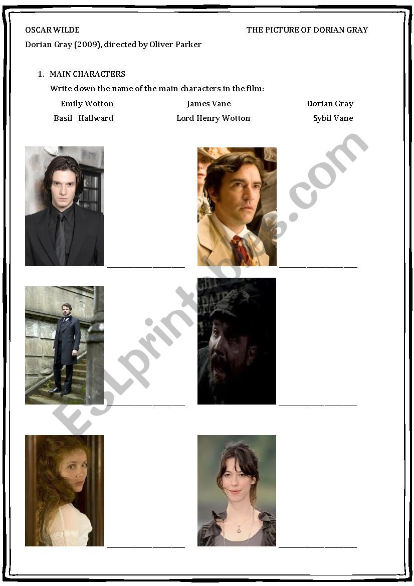 Oliver Parkers Dorian Gray characters