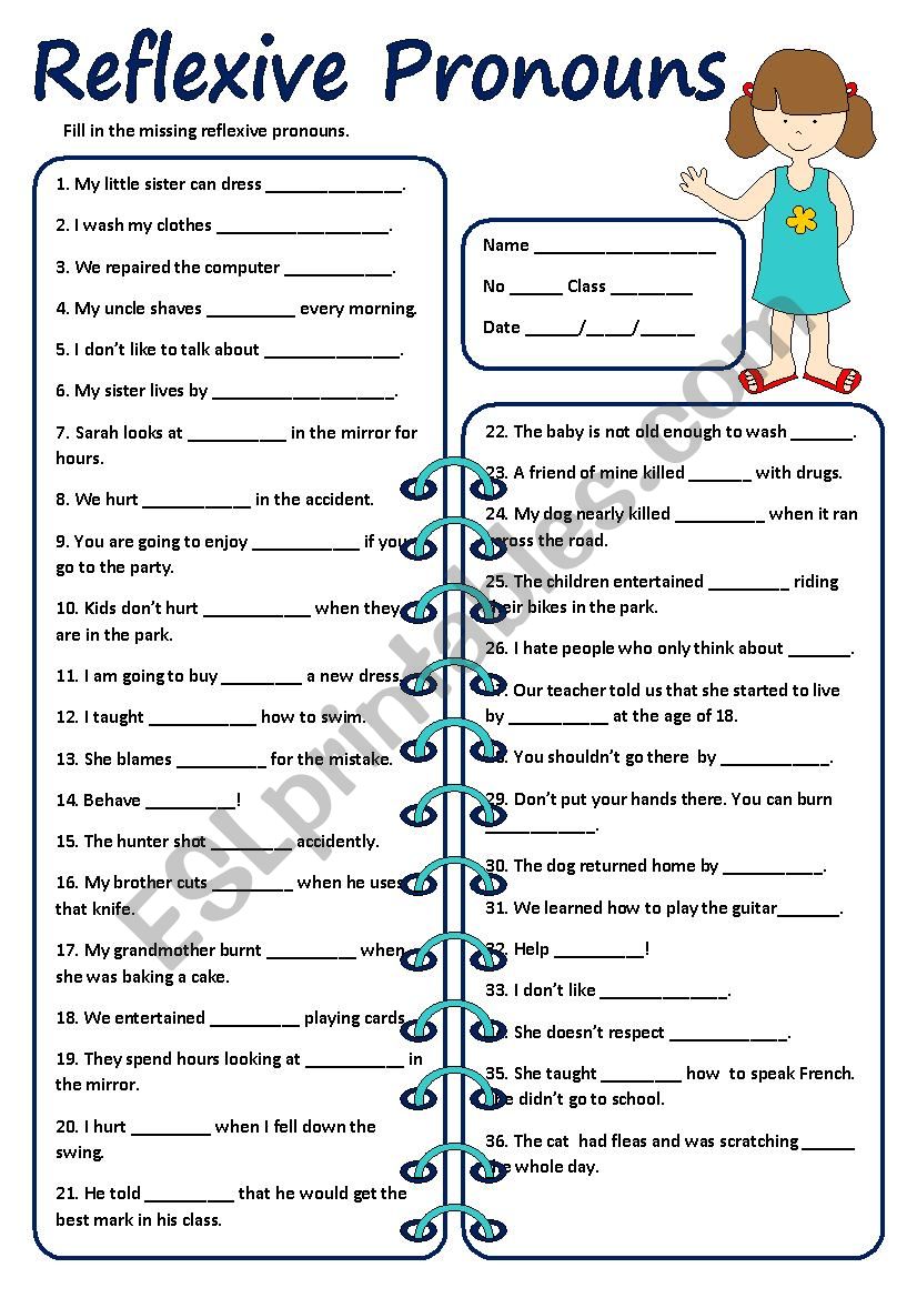 REFLEXIVE PRONOUNS  worksheet