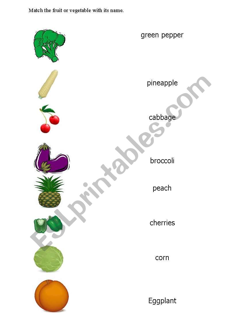 Matching Fruits and vegetables with its name 2