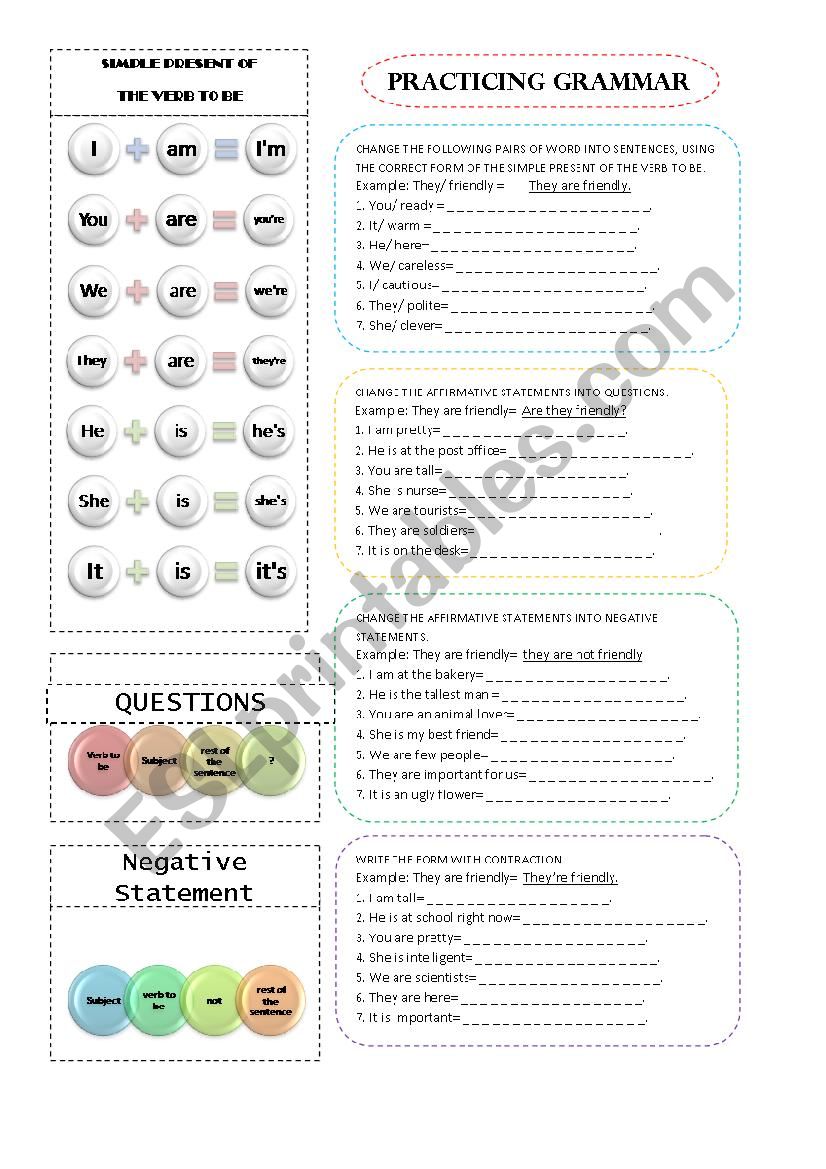 VERB TO BE worksheet