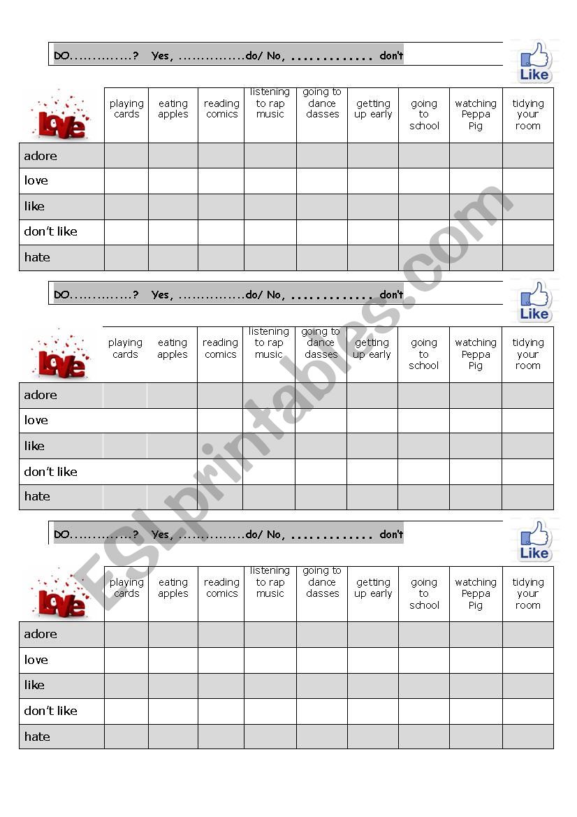 Verbs of opinion battleship worksheet