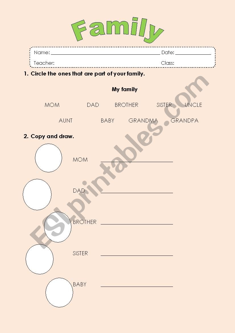 Family worksheet