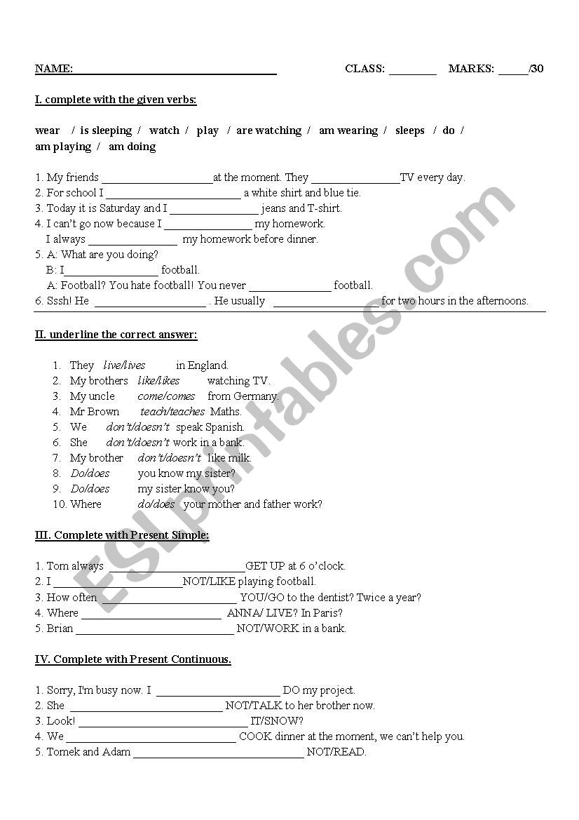 Present Simple vs Present Continuous