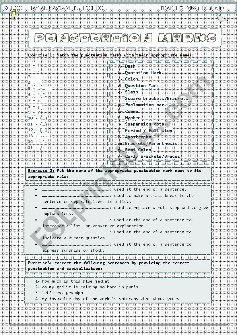 Punctuation Marks  worksheet