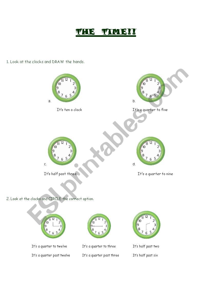 Time Excercises  worksheet