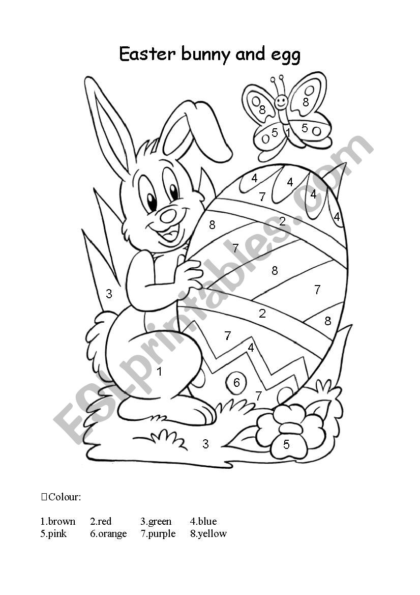 Easter bunny for colouring worksheet