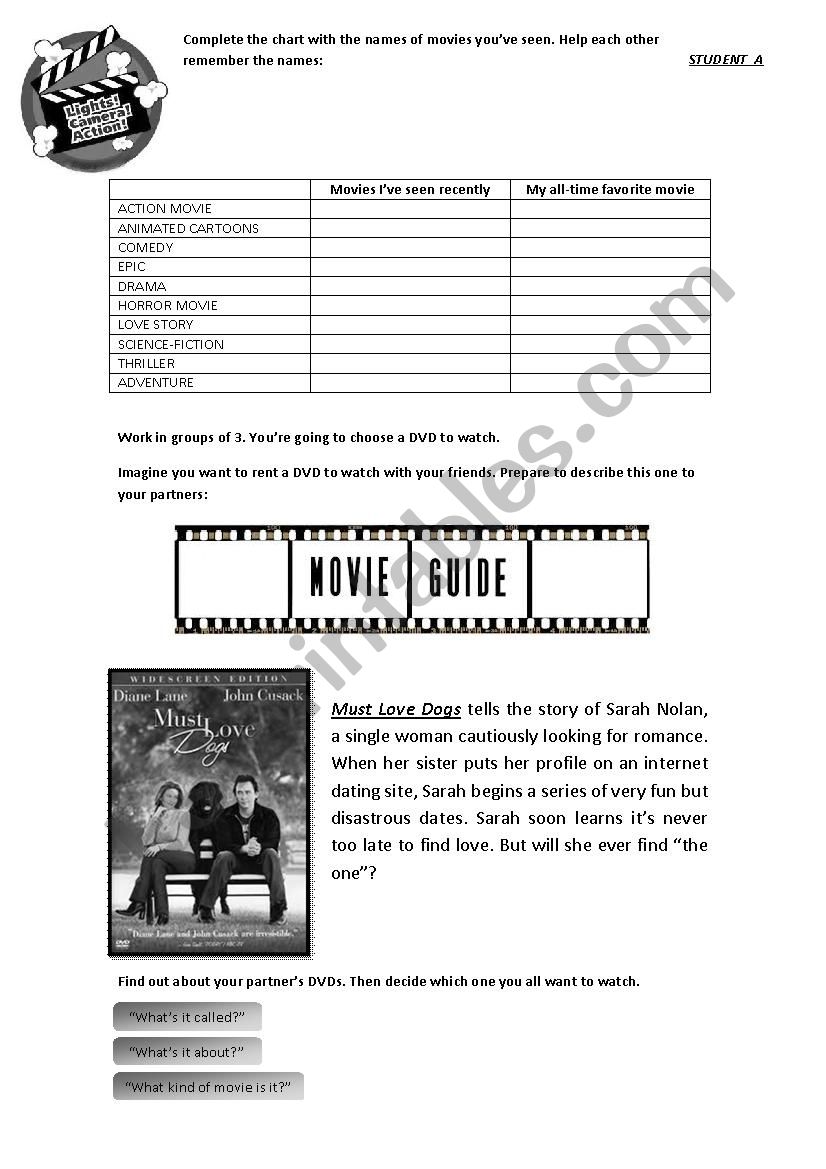 Lets see a movie worksheet
